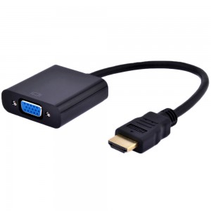 Convertor activ HDMI tata la VGA mama, video + sunet, cablu 10cm (din laptop cu HDMI in monitor cu VGA)